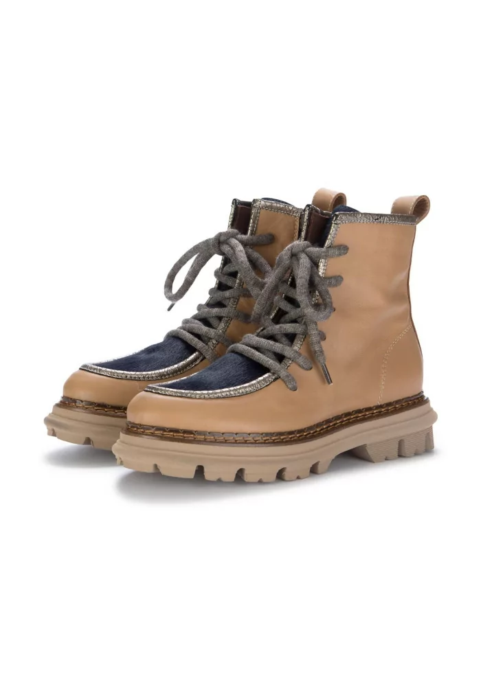 CATERINA C | STIVALETTI PELLE CAVALLINO MARRONE BLU