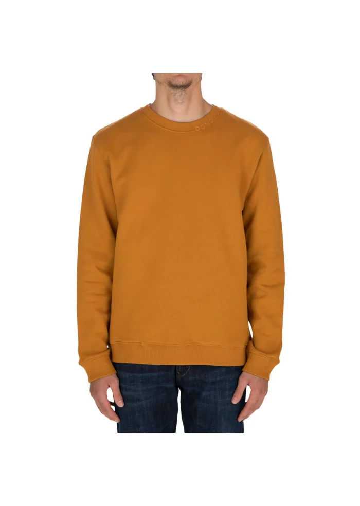 DONDUP | FELPA LOGO GIROCOLLO COTONE OCRA