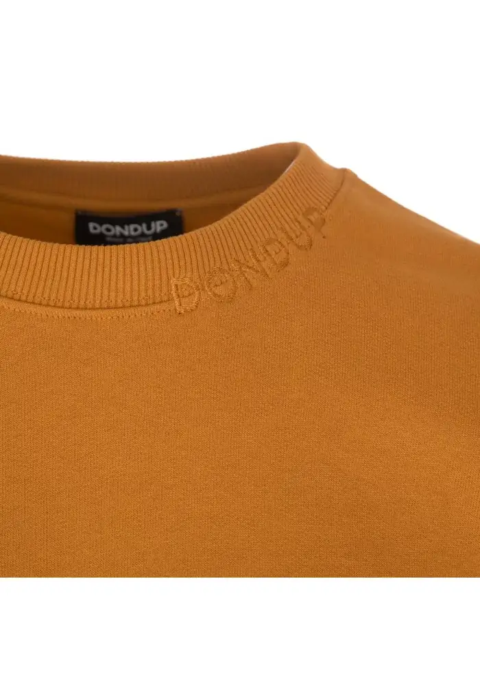 DONDUP | FELPA LOGO GIROCOLLO COTONE OCRA