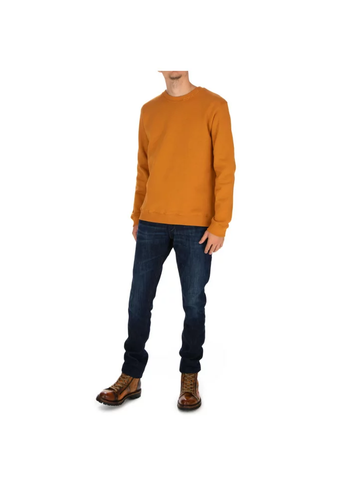 DONDUP | FELPA LOGO GIROCOLLO COTONE OCRA