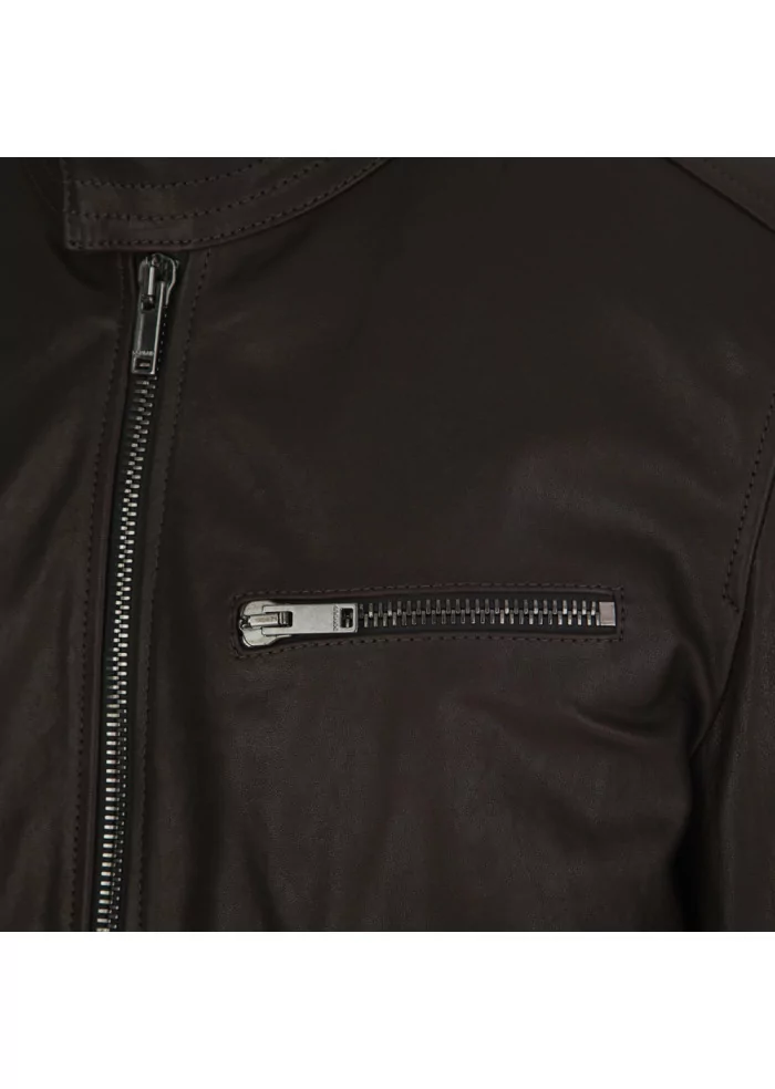 DONDUP | GIACCA IN PELLE CON IMBOTTITURA INTERNA MARRONE