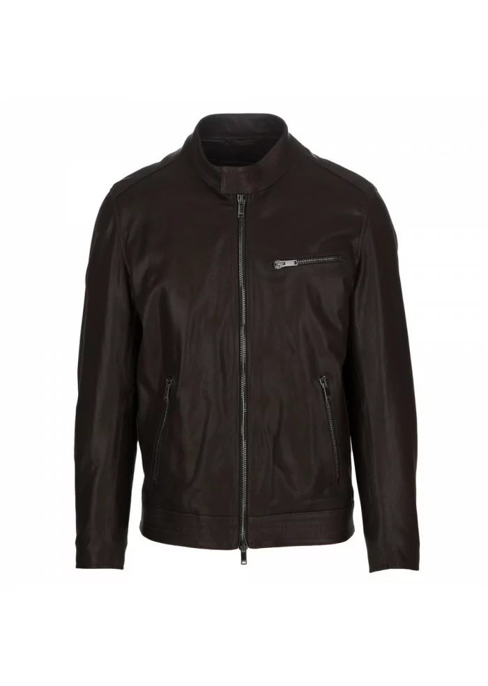 DONDUP | GIACCA IN PELLE CON IMBOTTITURA INTERNA MARRONE