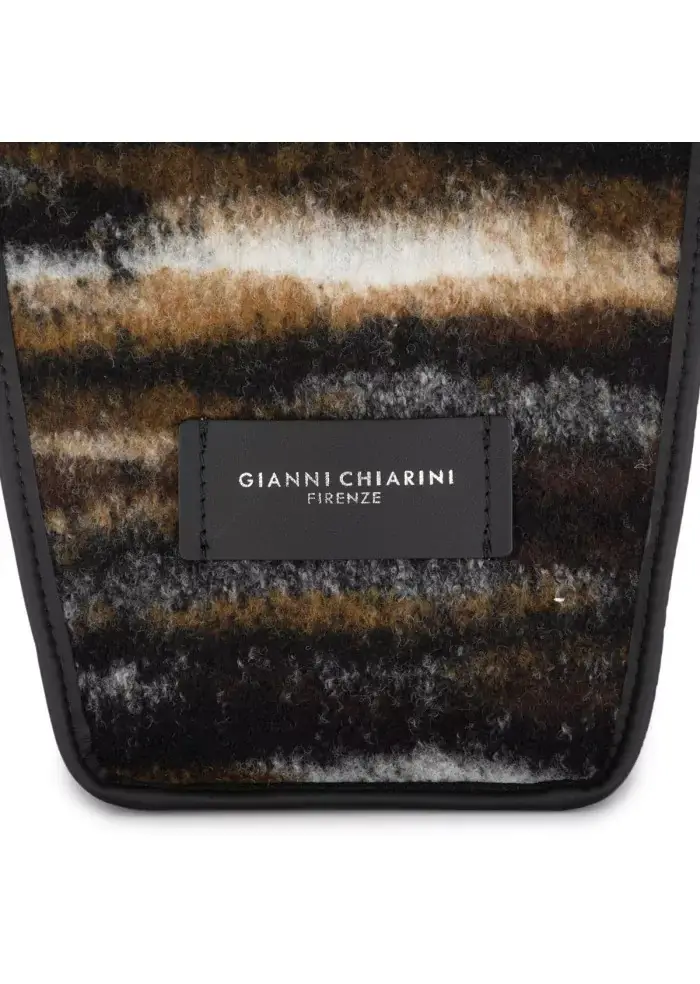 GIANNI CHIARINI | BORSA A SPALLA JACQUARD MARCELLA MARRONE NERO