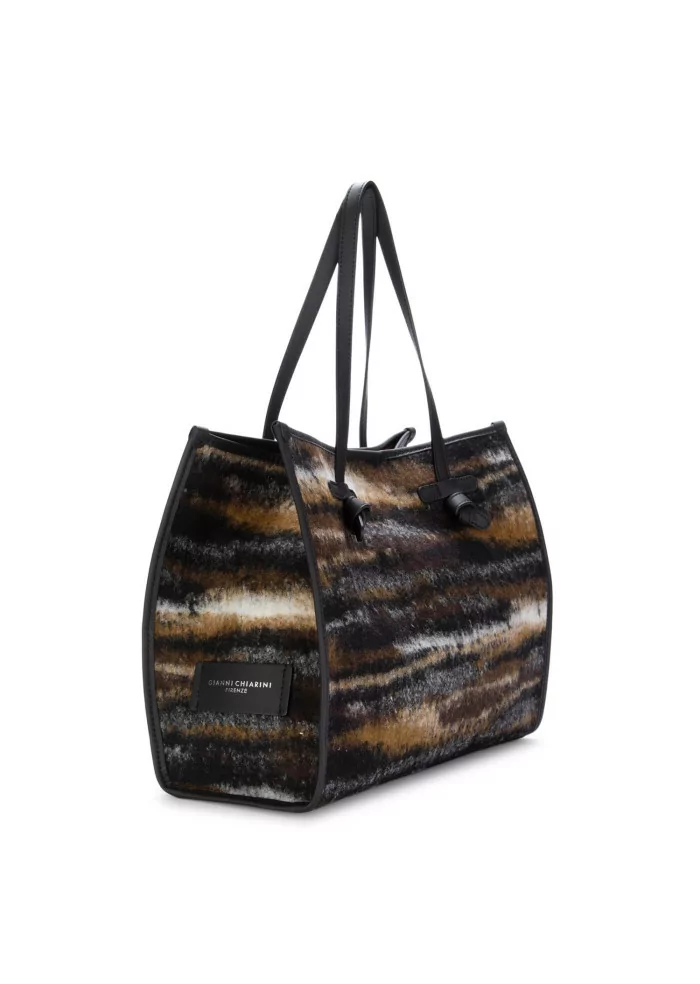GIANNI CHIARINI | BORSA A SPALLA JACQUARD MARCELLA MARRONE NERO