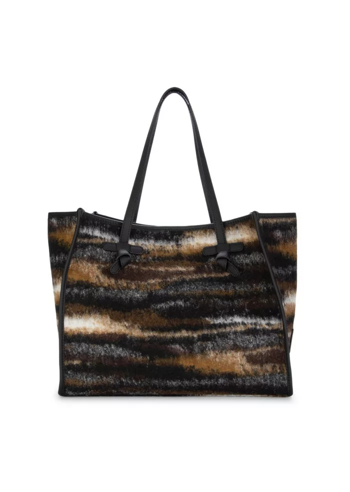 GIANNI CHIARINI | BORSA A SPALLA JACQUARD MARCELLA MARRONE NERO