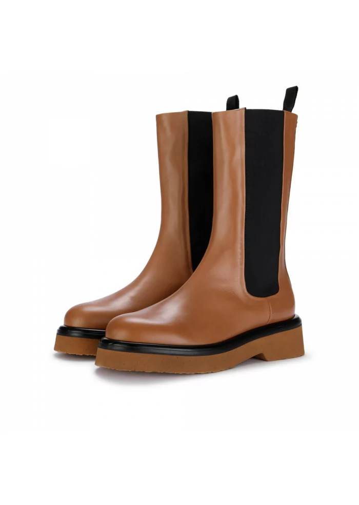 HALMANERA | STIVALI CHELSEA IN PELLE MARRONE TABACCO
