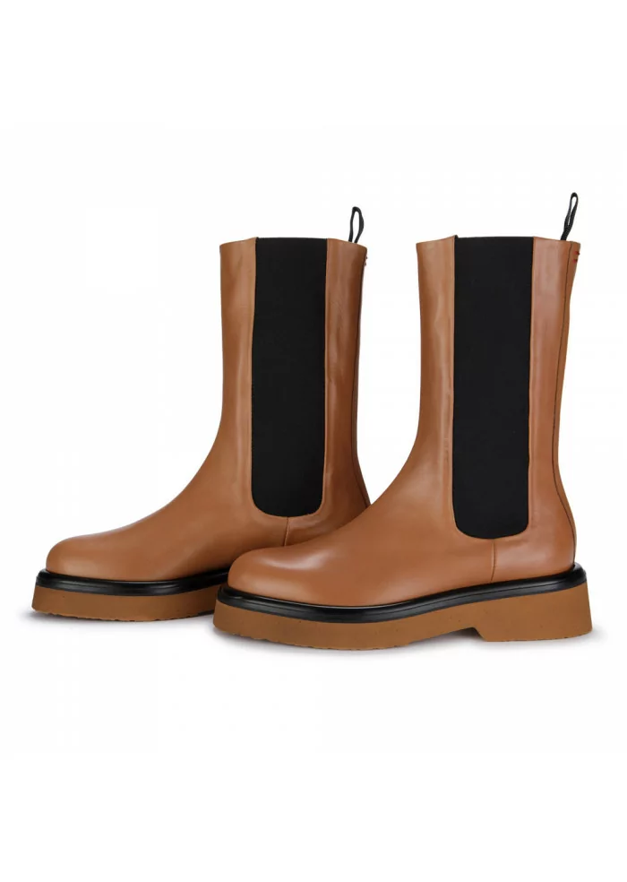 HALMANERA | STIVALI CHELSEA IN PELLE MARRONE TABACCO