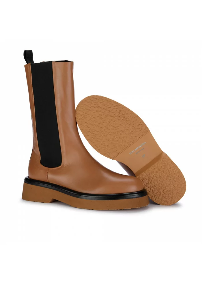 HALMANERA | STIVALI CHELSEA IN PELLE MARRONE TABACCO