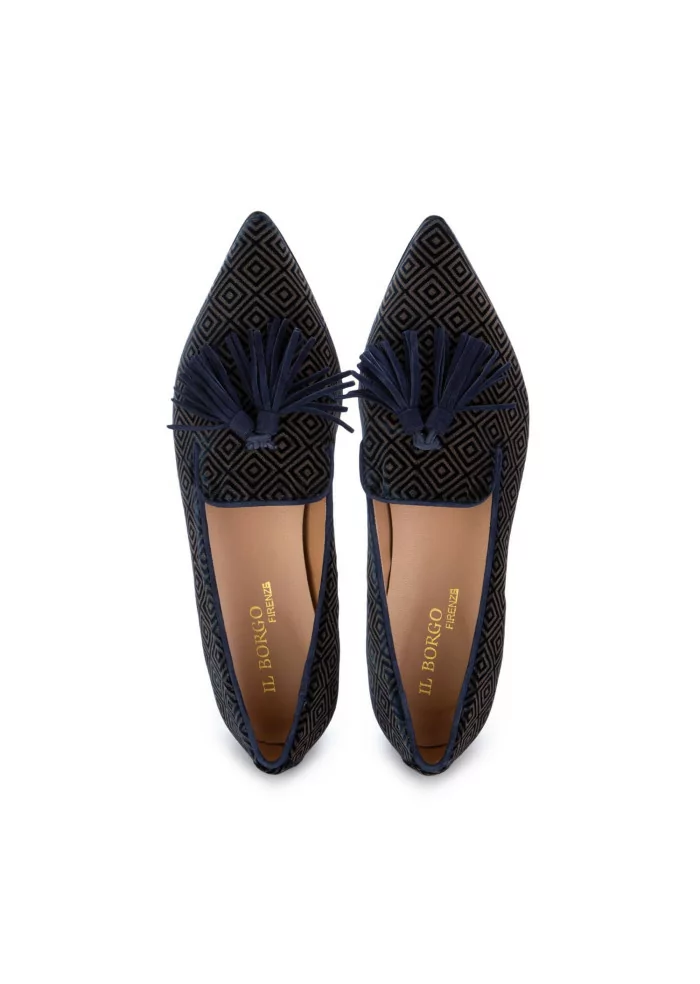 IL BORGO FIRENZE | SCARPE BASSE LETIZIA VELLUTO BLU MARRONE