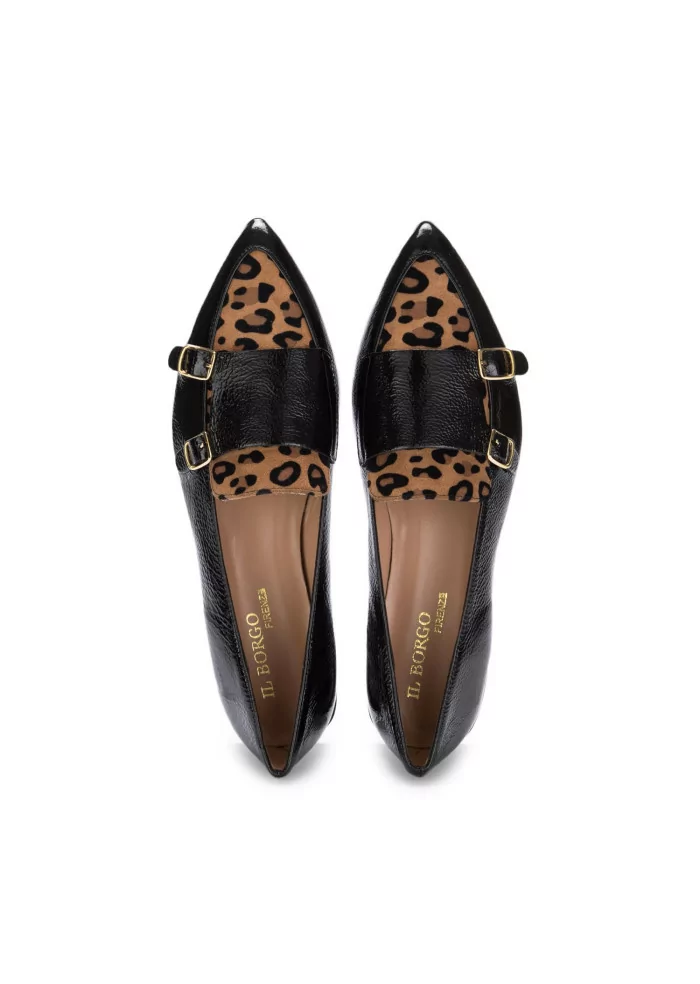 IL BORGO FIRENZE | SCARPE BASSE PELLE NERO LEOPARDATO