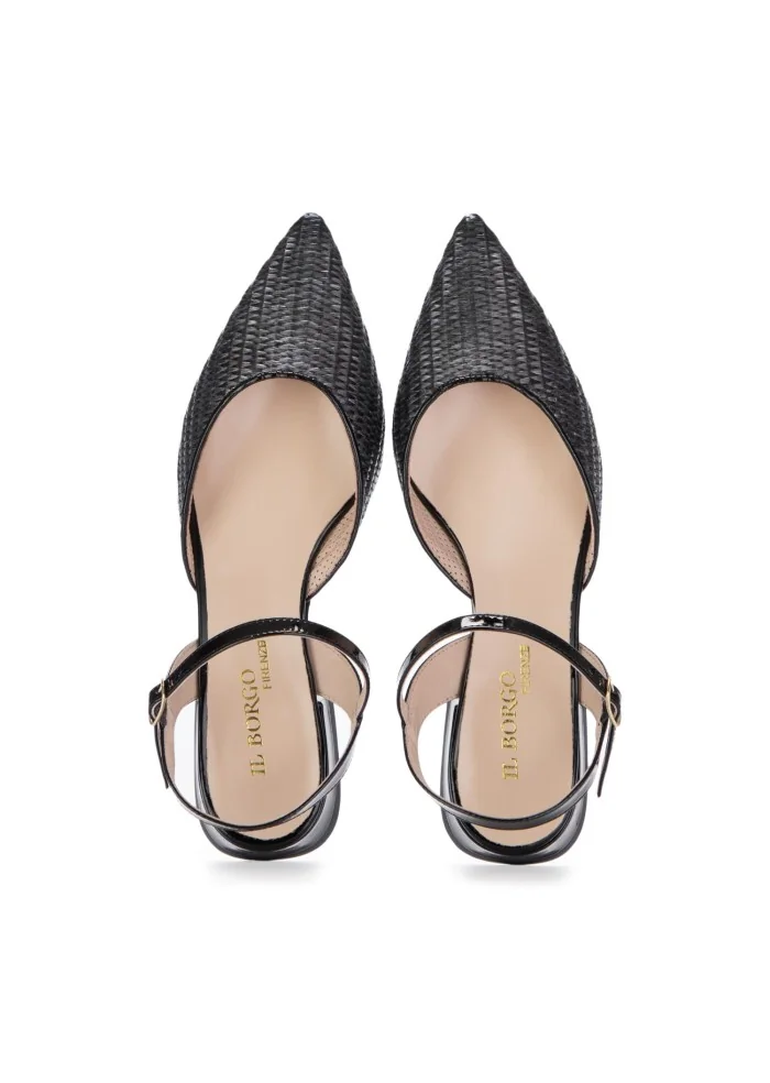 IL BORGO FIRENZE | SLINGBACK RAFIA VERNICIE NERO