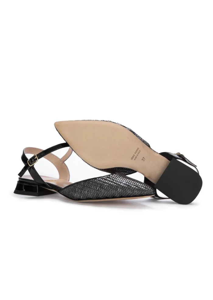 IL BORGO FIRENZE | SLINGBACK RAFIA VERNICIE NERO