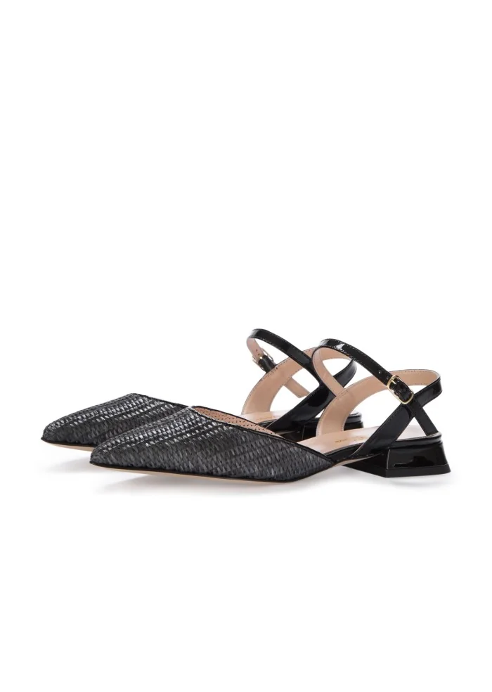 IL BORGO FIRENZE | SLINGBACK RAFIA VERNICIE NERO