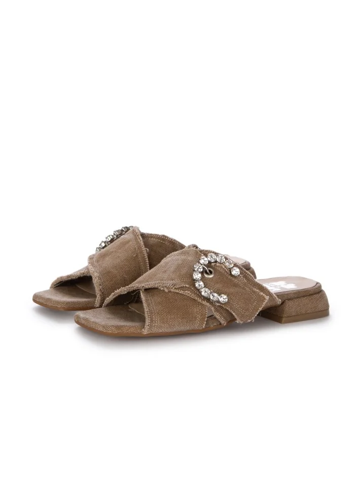 JUICE | SANDALI CANVAS GIOIELLO MARRONE