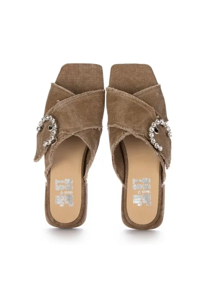 JUICE | SANDALI CANVAS GIOIELLO MARRONE