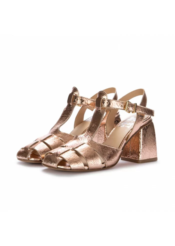 JUICE | SANDALI CON TACCO CRACK ROSA METALLIZZATO
