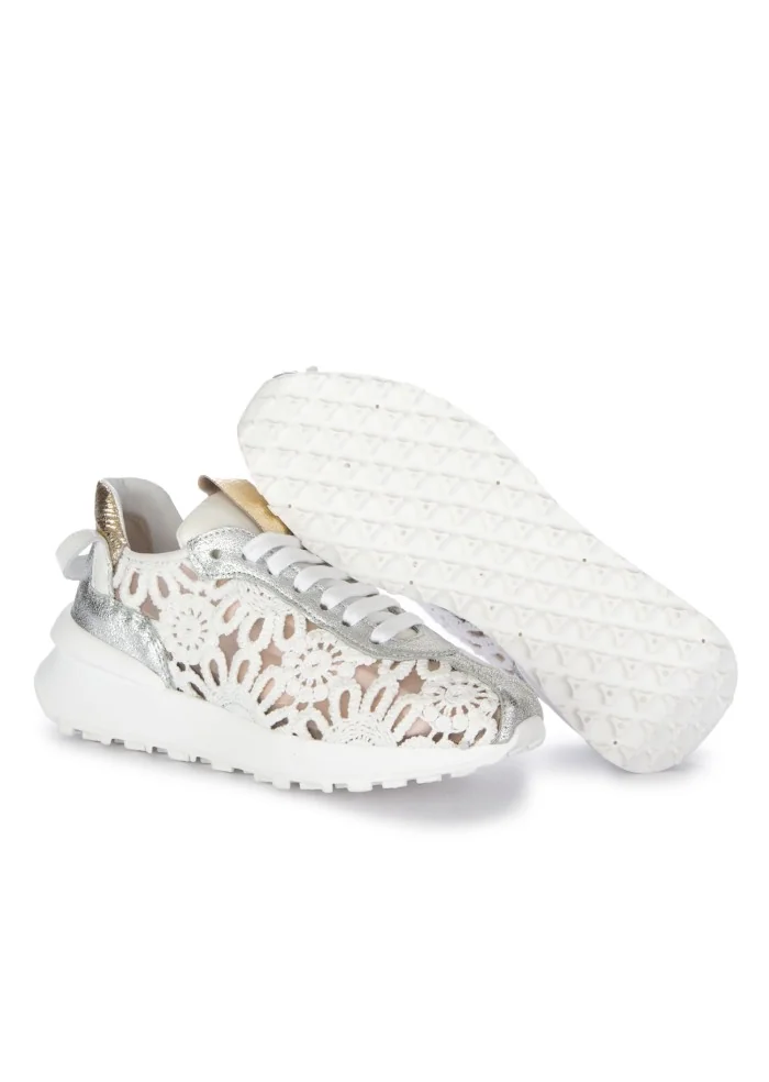 JUICE | SNEAKERS PIZZO PELLE BIANCO ARGENTO