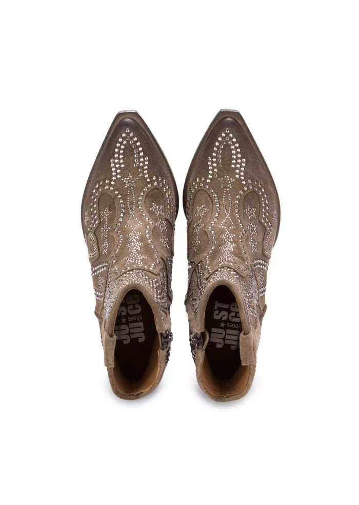 JUICE | STIVALETTI WESTERN CAMOSCIO STRASS MARRONE