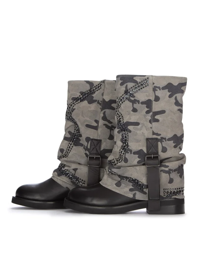 JUICE | STIVALI CAMO MILITARE GRIGIO NERO