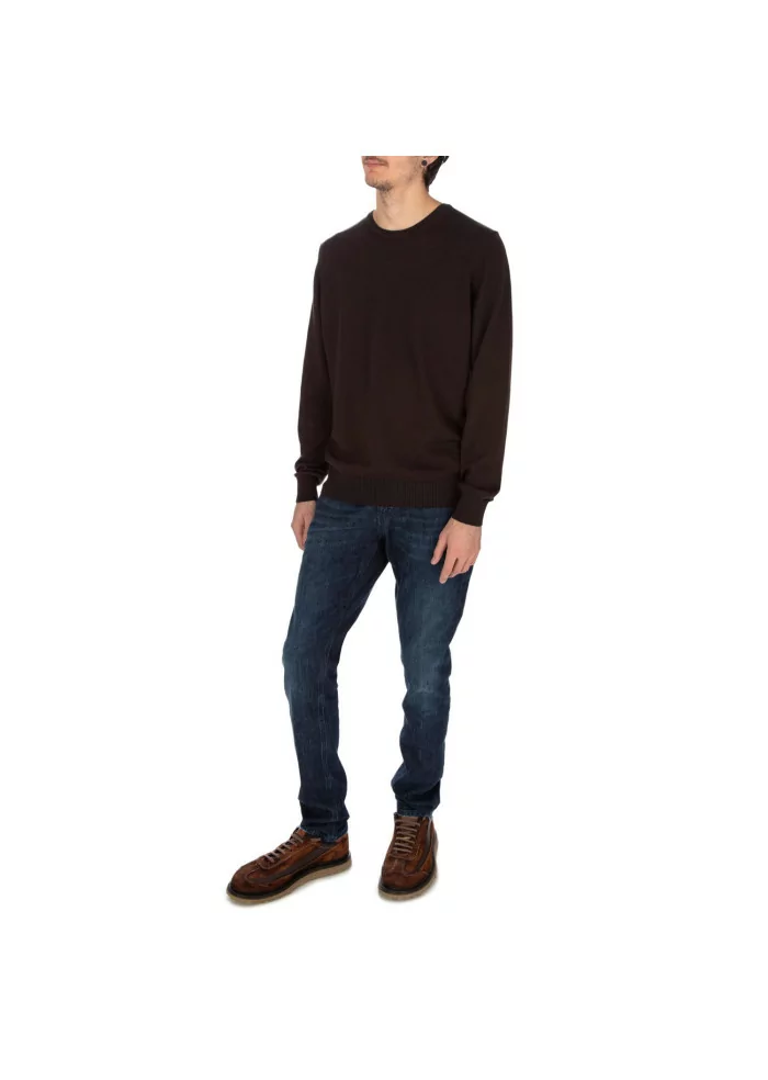 JURTA | MAGLIONE LEGGERO LANA MERINO MARRONE SCURO