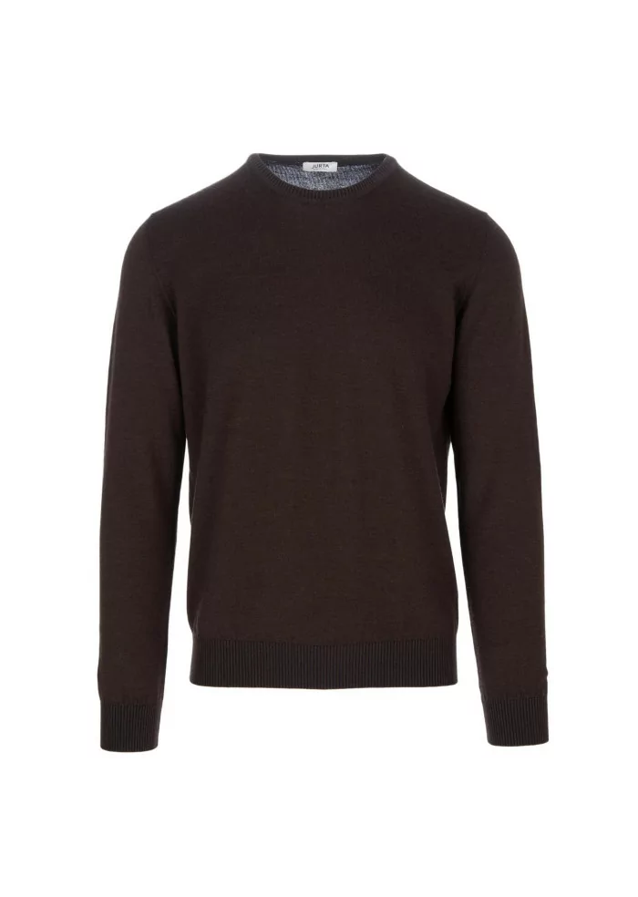 JURTA | MAGLIONE LEGGERO LANA MERINO MARRONE SCURO