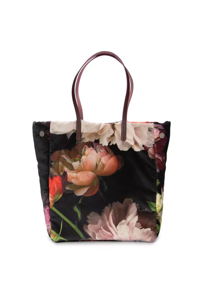 LE DAF | BORSA SHOPPER OLANDA FIORI MULTICOLOR NERO