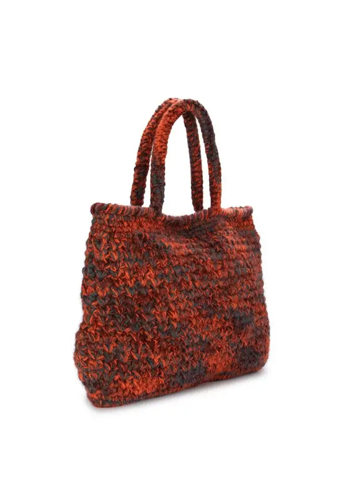 LE DAF | BORSA SHOPPER SVEZIA ARANCIONE AZZURRO MARRONE