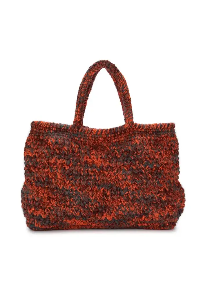 LE DAF | BORSA SHOPPER SVEZIA ARANCIONE AZZURRO MARRONE