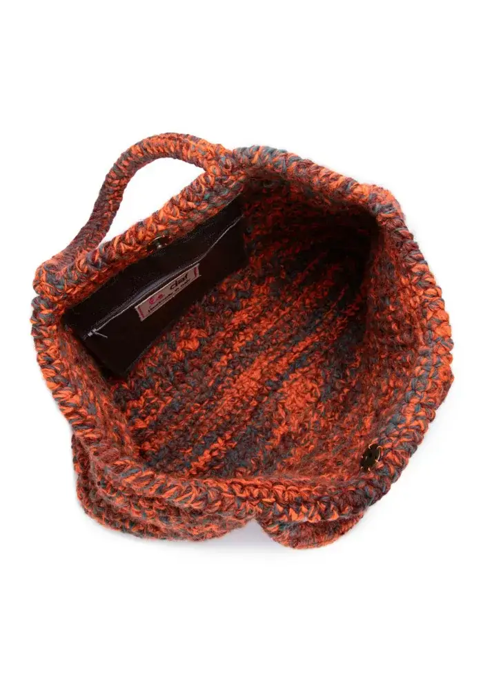 LE DAF | BORSA SHOPPER SVEZIA ARANCIONE AZZURRO MARRONE