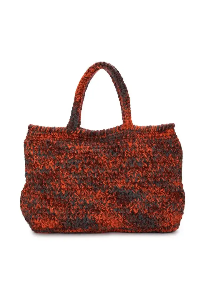 LE DAF | BORSA SHOPPER SVEZIA ARANCIONE AZZURRO MARRONE