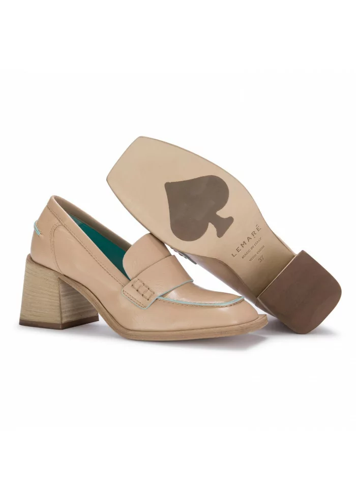 LEMARE' | MOCASSINI CON TACCO MAYA NUDE BEIGE