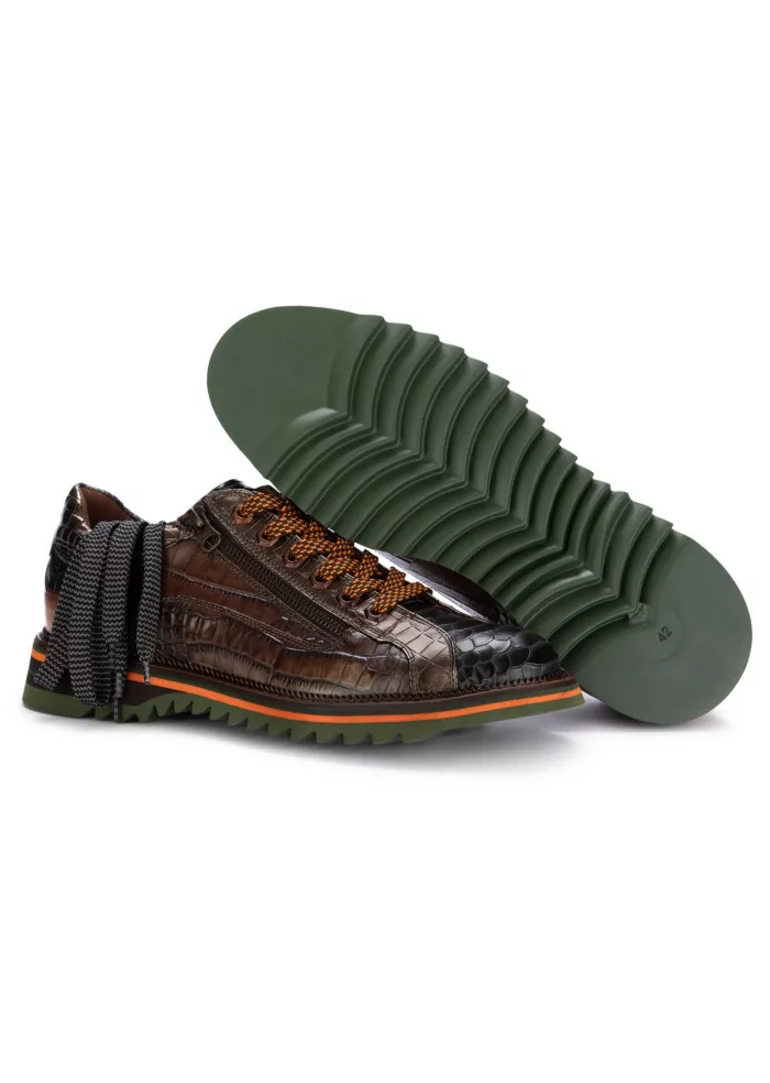 LORENZI | SCARPE ALLACCIATE ANACONDA MARRONE NERO