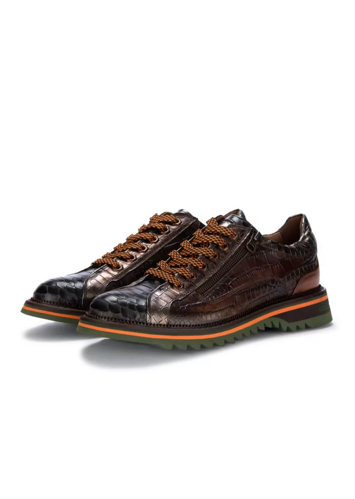 LORENZI | SCARPE ALLACCIATE ANACONDA MARRONE NERO