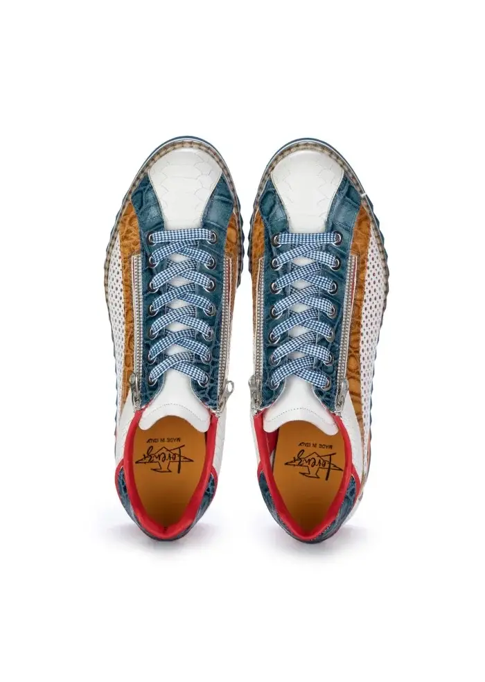 LORENZI | SCARPE ALLACCIATE FRESH BIANCO MARRONE BLU