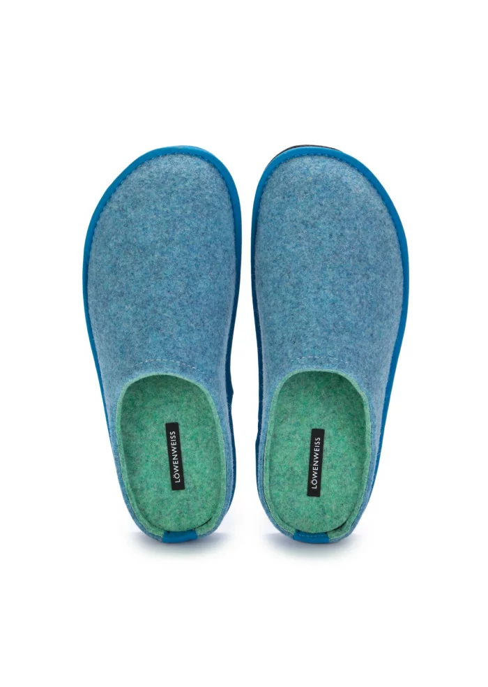 LÖWENWEISS | PANTOFOLE FELTRO DI LANA BLU TURCHESE