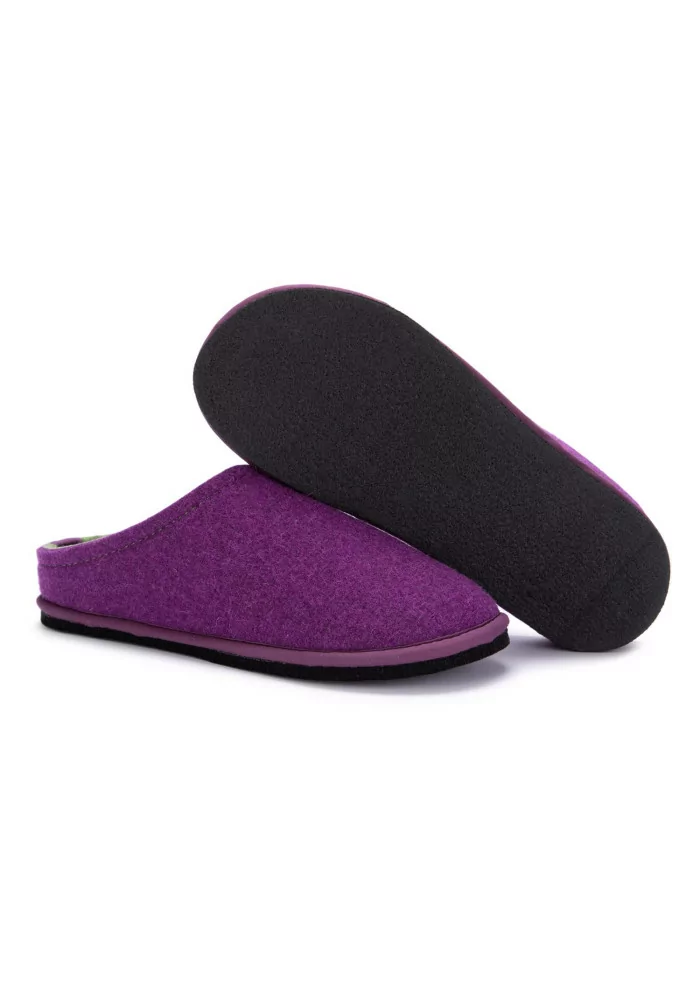 LÖWENWEISS | PANTOFOLE FELTRO DI LANA VIOLA VERDE