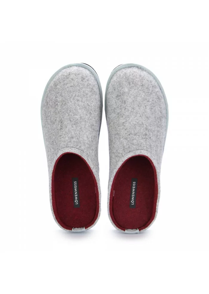 LÖWENWEISS | PANTOFOLE IN LANA COTTA GRIGIO BORDEAUX