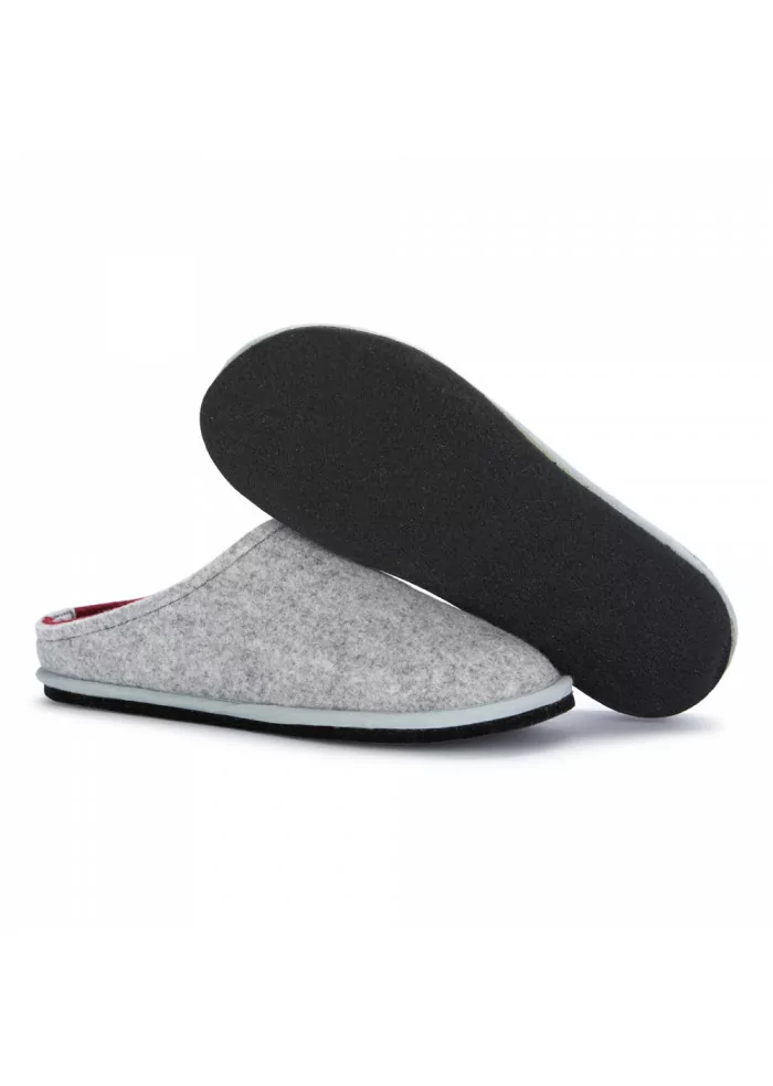 LÖWENWEISS | PANTOFOLE IN LANA COTTA GRIGIO BORDEAUX