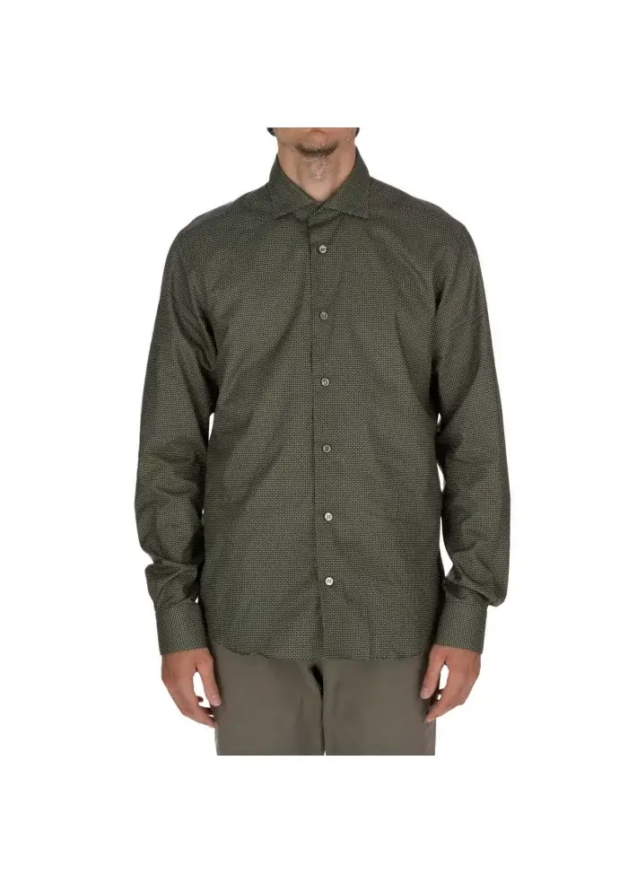 MASTRICAMICIAI | CAMICIA LUCA COTONE MICRO PATTERN VERDE