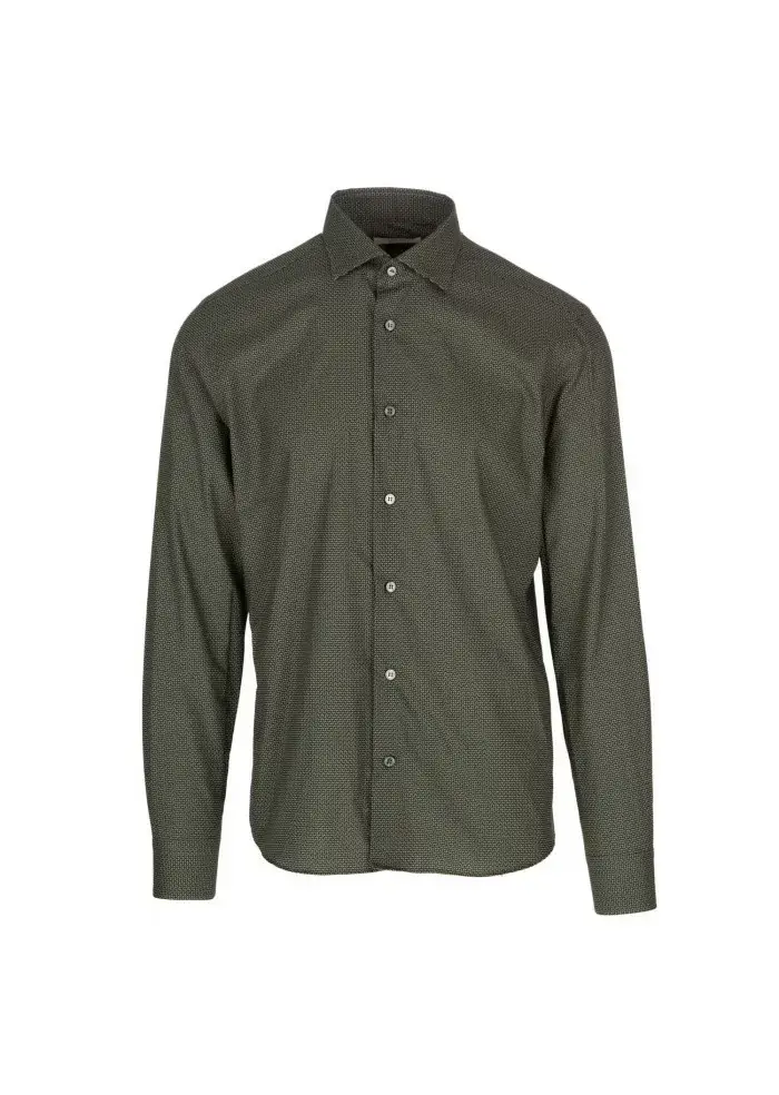 MASTRICAMICIAI | CAMICIA LUCA COTONE MICRO PATTERN VERDE