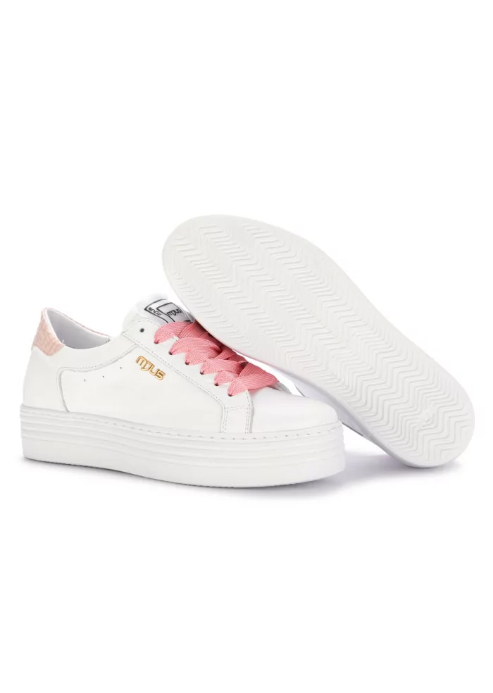 MJUS | SNEAKERS PLATFORM PELLE BIANCO ROSA