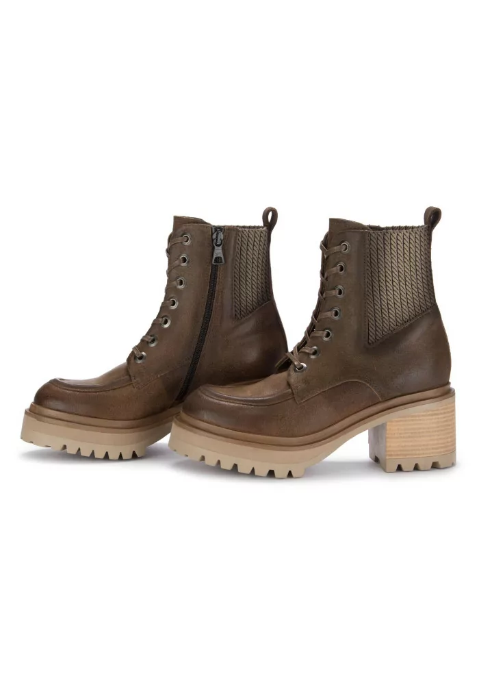 MJUS | STIVALETTI ALLACCIATI TACCO CAMOSCIO MARRONE