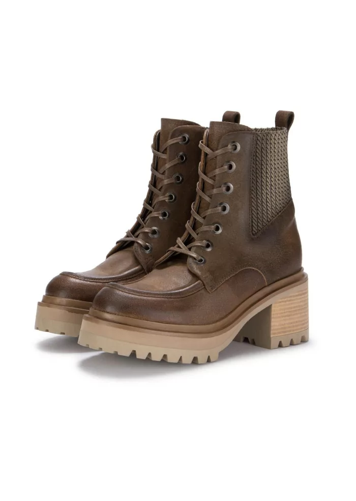 MJUS | STIVALETTI ALLACCIATI TACCO CAMOSCIO MARRONE