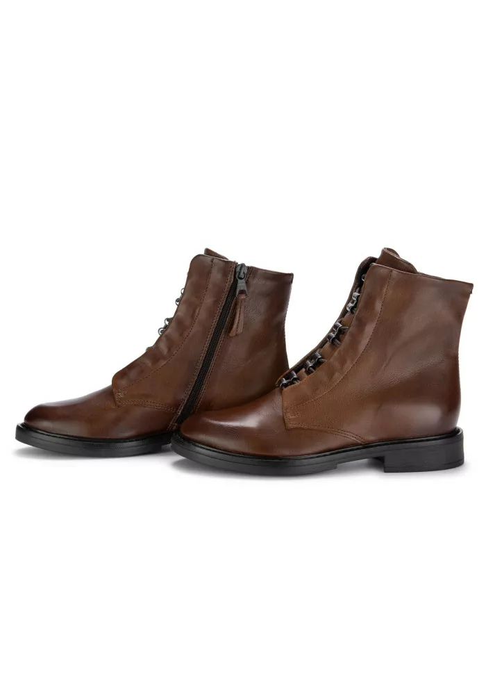 MJUS | STIVALETTI ALLACCIATI ZIP PELLE MARRONE