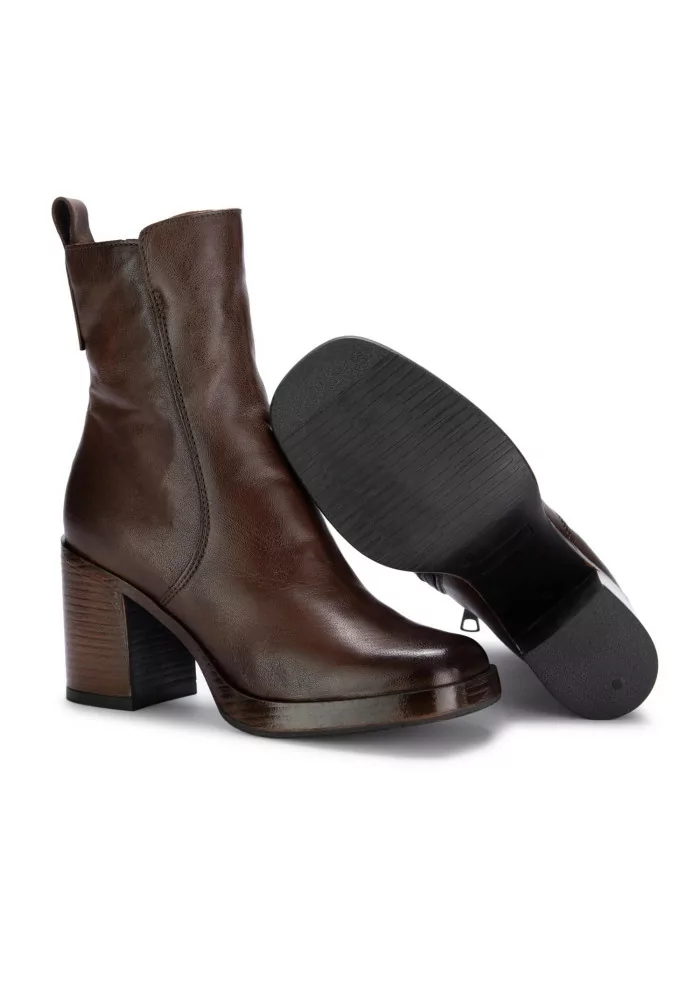 MJUS | STIVALETTI CON TACCO PELLE MARRONE CIOCCOLATO