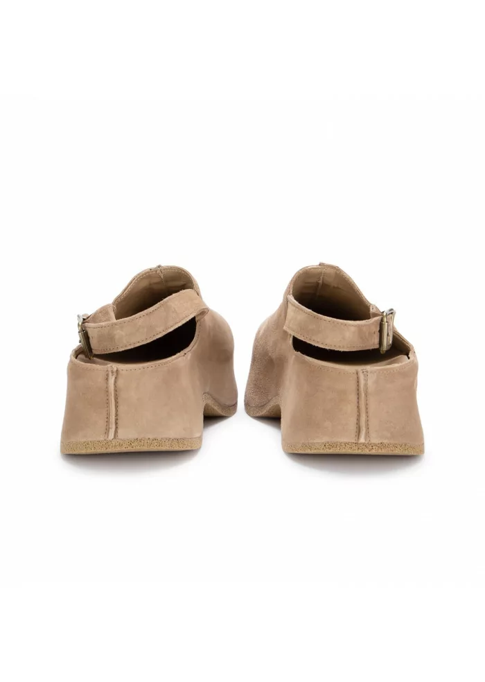 MOMA | SANDALI MULES ZOCCOLO MARRONE MANDORLA