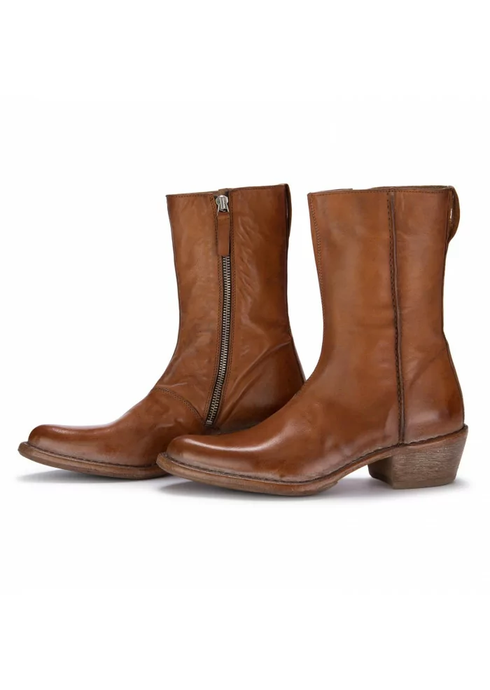MOMA | STIVALI TEXANI NAPPA CUSNA MARRONE CUOIO