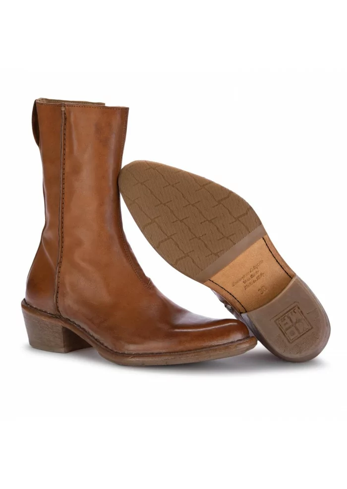 MOMA | STIVALI TEXANI NAPPA CUSNA MARRONE CUOIO