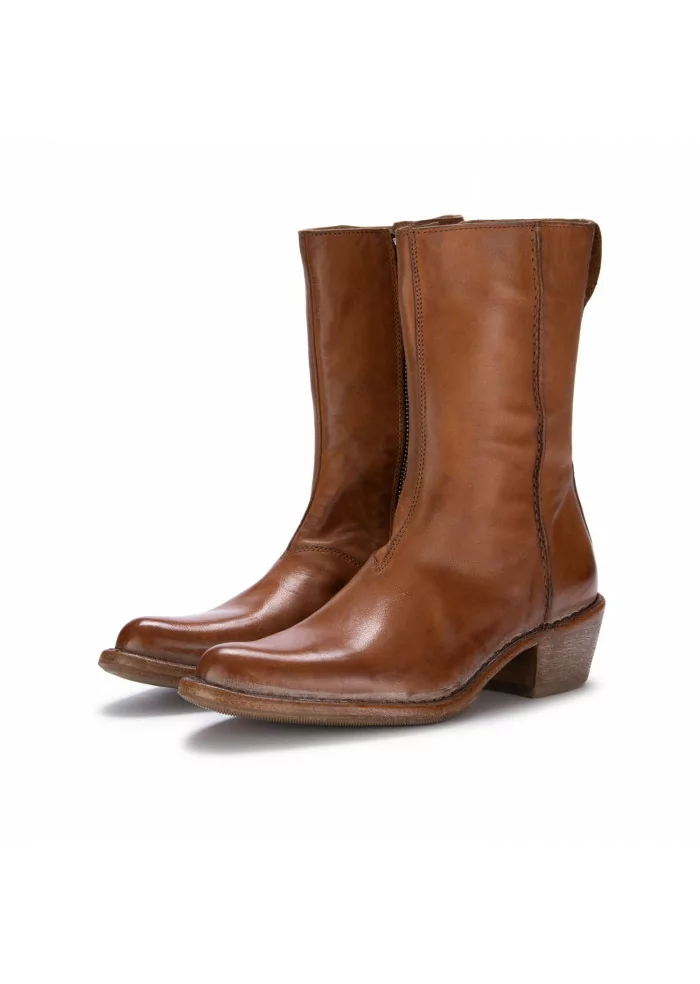 MOMA | STIVALI TEXANI NAPPA CUSNA MARRONE CUOIO
