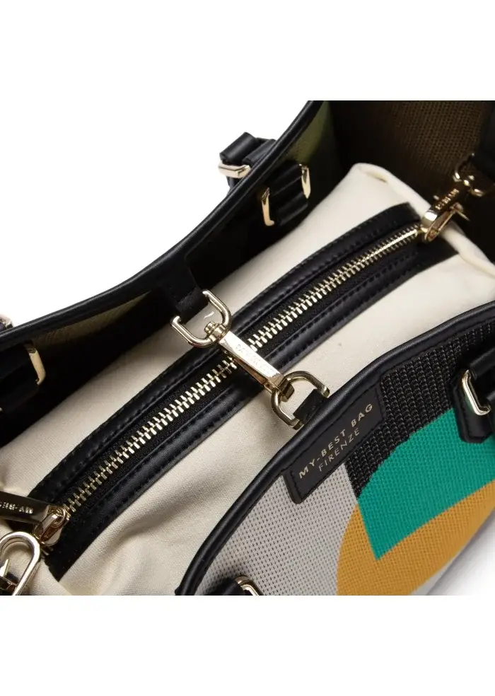 MY BEST BAG | BORSA A SPALLA BAUHAUS BIANCO MARRONE GIALLO